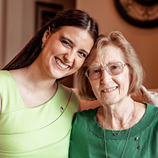 Janet and Katelyn smiling. Links to Gifts That Pay You Income